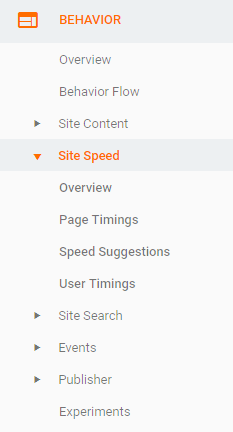 Google Analytics behavior tab