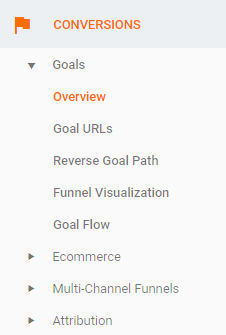 Google Analytics Goals Tab