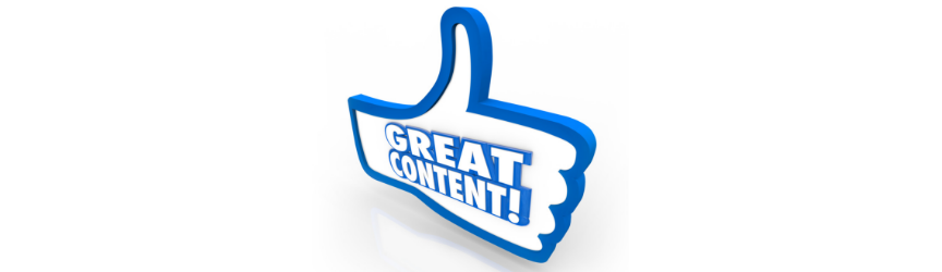 a thumbs up with the text great content